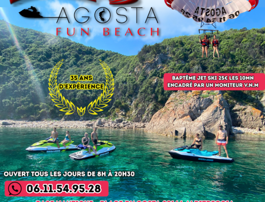 Agosta Fun Beach Parachute Ascensionnel Porticcio Agosta Plage- location de jet ski Porticcio Agosta Plage Bouée tractée